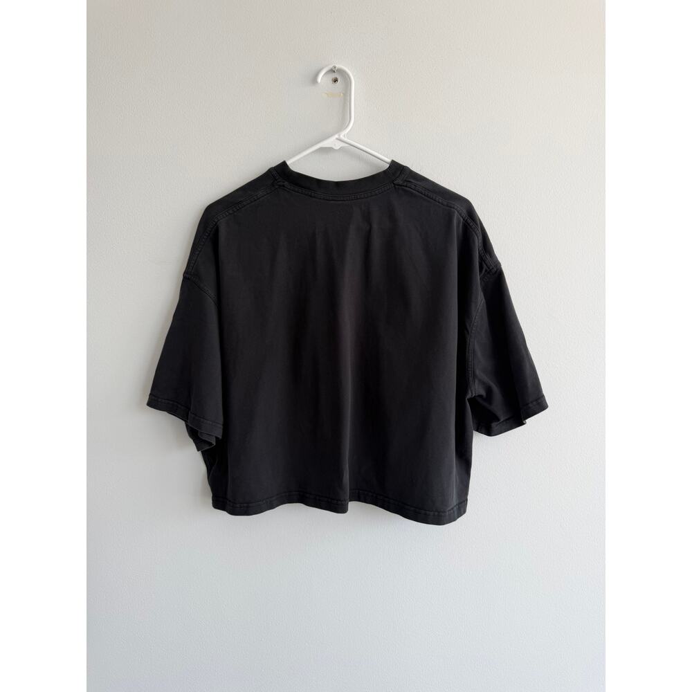 Lululemon Brushed Heavyweight Cotton Cropped Crew T-Shirt Black L - Picture 2 of 4